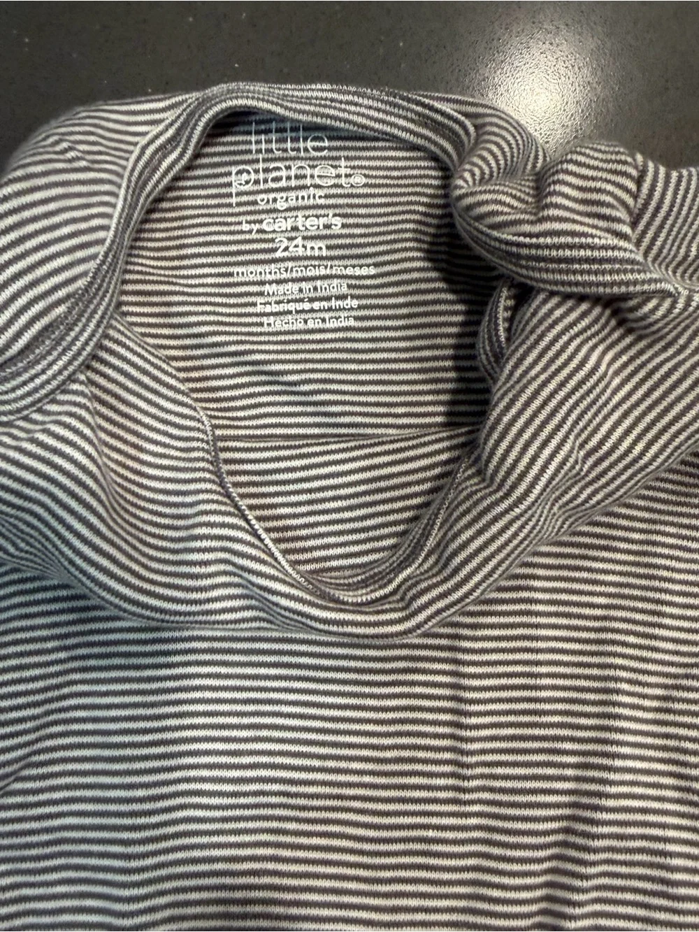 Carter's Gray and White Striped Short Sleeve One-Piece Bodysuit